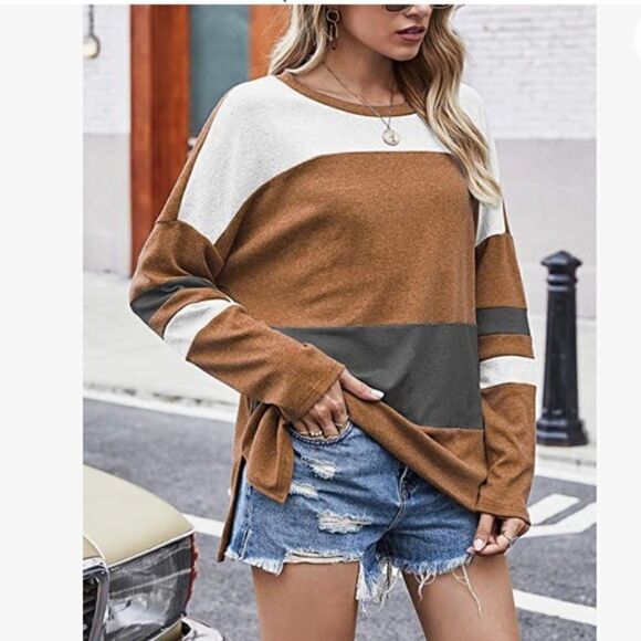 New Color Block Tunic Sweatshirt - Picture 2 of 4